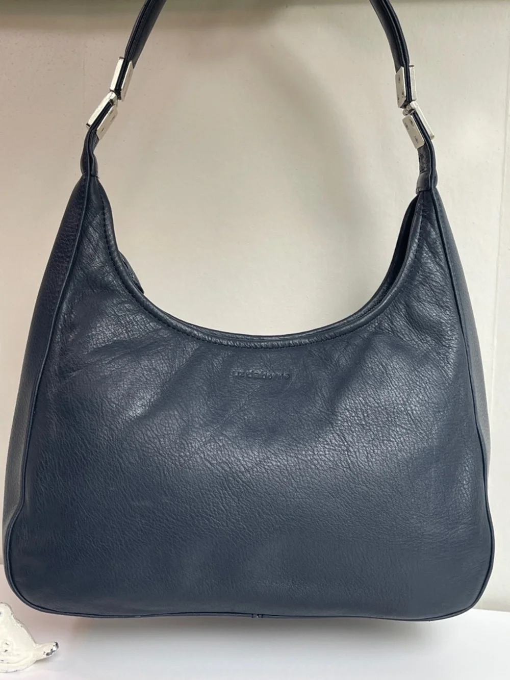 Liz Claiborne Vintage Genuine Leather Shoulder Bag Navy
